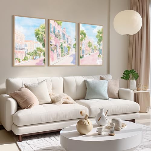 Charleston South Carolina Wall Art Preppy Watercolor Posters Pastel Coquette - Image 3