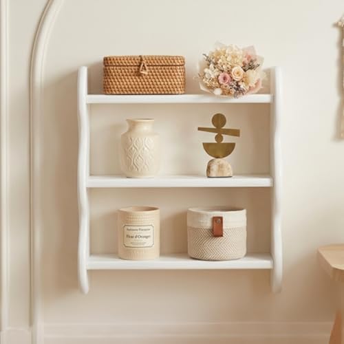 100% Solid Wood Wall Shelf 3-Tier, Vintage Shelves Wall Mounted Storage Rack - Image 2