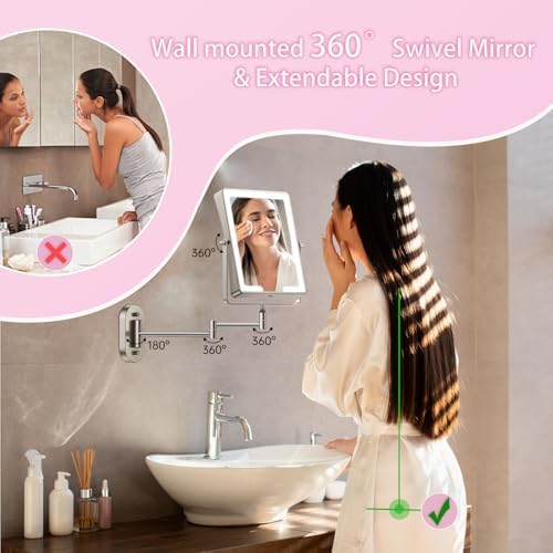 FASCINATE 8.7" 5000mAh Rechargeable Wall Mounted Makeup Mirror - Image 6