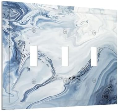 Decorative Switch Plates Blue Marble Pattern 3 Gang Wall Plate Faceplate Triple - Image 2