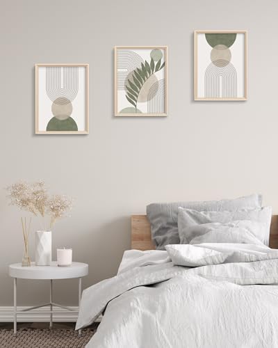 Boho Sage Green Framed Wall Art, Abstract Canvas Prints - Image 5