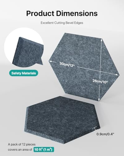 Soundsbay Hexagon Acoustic Panels, Self-Adhesive 18 Pack Sound Panels - Image 5