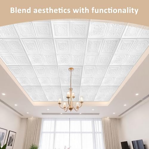 Nuanchu 40 Pcs 13.8 x 13.8 Inch Ceiling Tiles Peel and Stick - Image 5