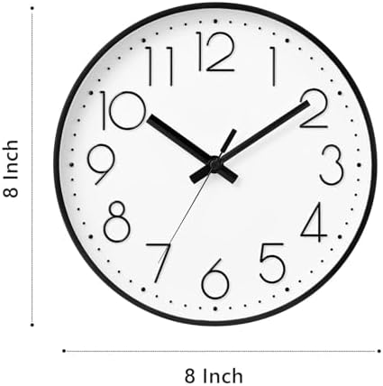 DAXSMY Wall Clock 8 Inch White Decorative, Battery Operated Silent - Image 3
