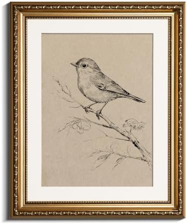 VIYYIEA Vintage Gold Framed Bird Wall Art by VIYYIEAART