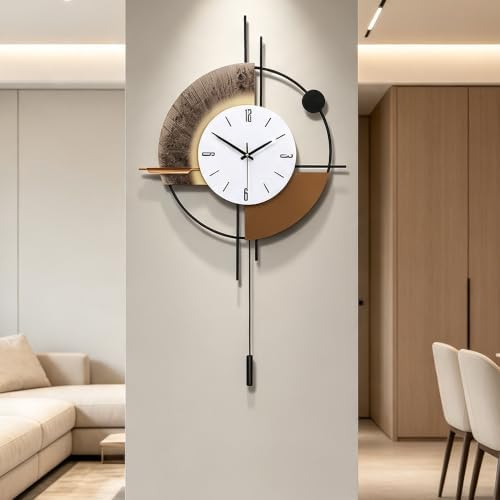 Large Wall Clock for Living Room Decor, 17.7x31inch by QWANPET