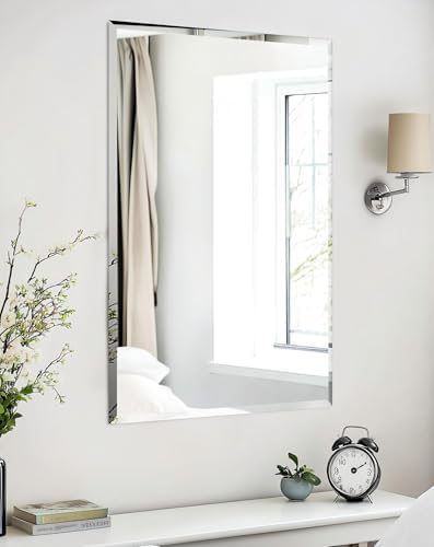 Frameless Rectangle Wall Mirror: Modern Glass Mirror 39.4x27.6 inch by Artloge