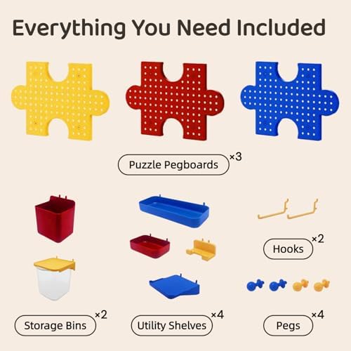 Pegboard Wall Organizer, Puzzle Modular Plastic Storage System - Image 5