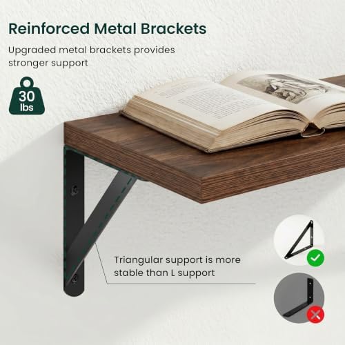 Floating Shelves, 8 Inch Deep Rustic Book Shelf - Image 4