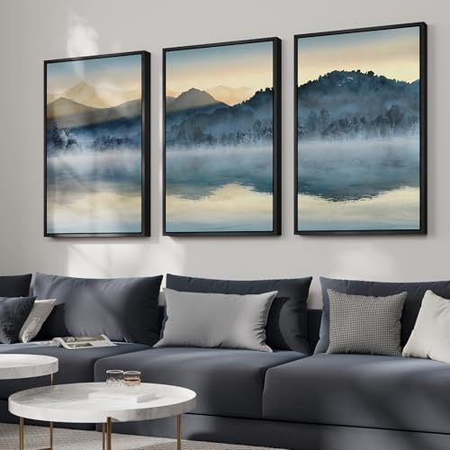 Framed Watercolor Mountain Landscape Wall Art - Image 2