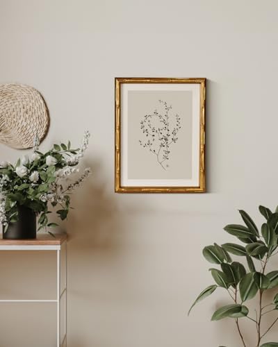 InSimSea Gold Bamboo Framed Wall Art, Floral Botanical Prints - Image 4