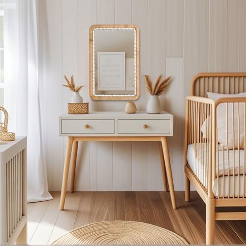 FUIN 30x20 Inch Rattan Wall Mirror - Image 5