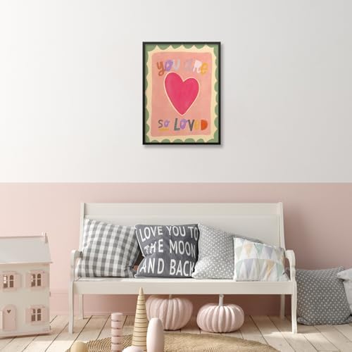 Watercolour You Are So Loved Wall Art Cute Pink Hand Drawn Heart Canvas Poster - Image 6
