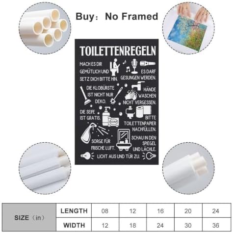 WBYMZWP Humorous Toilet Rules Poster Motivational Poster Canvas Wall Art - Image 2