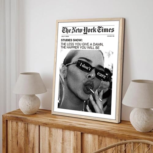 Trendy The New York Times Wall Art 16x24 in Wood Framed Black and White Elegant - Image 6
