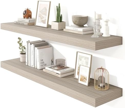 Heimlove Floating Shelves 47.2" W x 10.3" D Grey Set of 2 by Heimlove