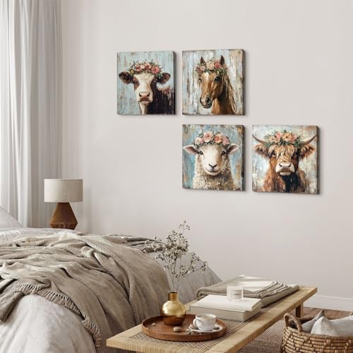 Highland Cow Wall Art Cow Pictures Wall Decor Farmhouse Animal Pictures Rustic - Image 5