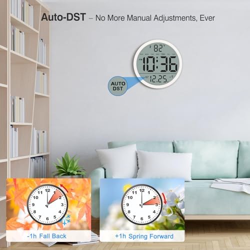 WallarGe Digital Atomic Wall Clock Battery Operated, 8 Inch Large Display - Image 3