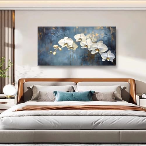 Abstract White Butterfly Orchid Canvas Wall Art - Image 5