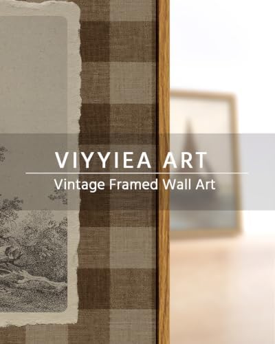 VIYYIEA Vintage Square Framed Wall Art, Rustic Forest Sketch Trees Prints - Image 7