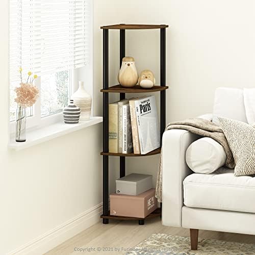 Furinno TURN-N-TUBE Corner Shelf, 4-Tier Corner Bookshelf, Display Storage - Image 2