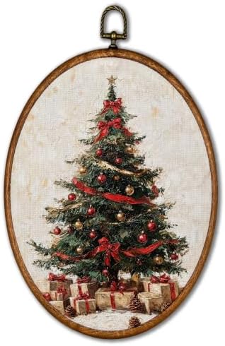 KSDUT Vintage Christmas Tree Oval Wall Art 8.6"x11.4" by KSDUT