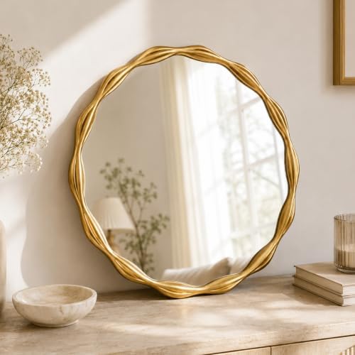 Saliwa 27 Inch Round Gold Wall Mirror - Image 4