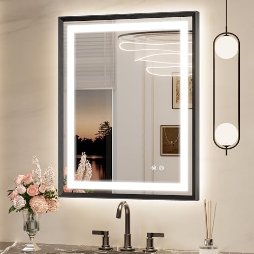 Keonjinn 24x30 Inch Black LED Bathroom Mirror by Keonjinn
