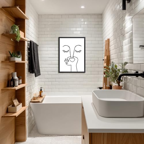 Cyebmo Funny Bathroom Wall Art, Minimalist Black and White Bathroom Picture - Image 6