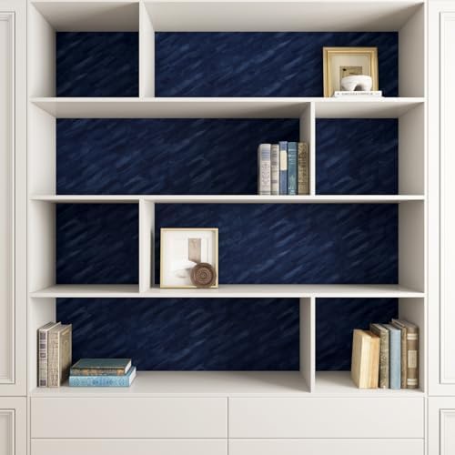 Yenhome Vintage Navy Blue Velvet Brushed Textured Peel and Stick Wallpaper - Image 5