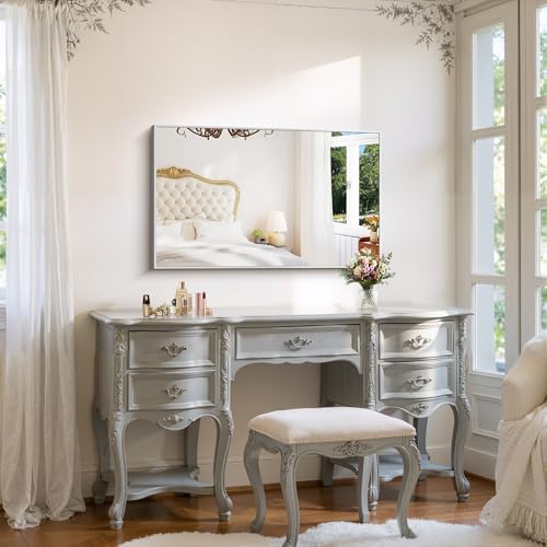 YIROMAN Bathroom Mirror 24"x40", Brushed Silver Large Bathroom Vanity Mirror - Image 4