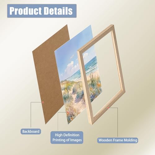 Pink Coastal Landscape Canvas Wall Art 3Pcs Framed Home Decor 12X16 Inch - Image 5
