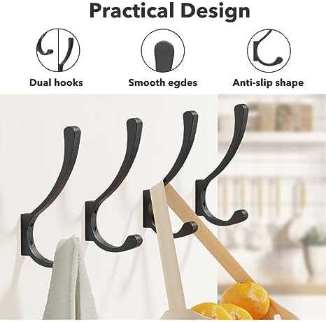 Coat Hooks Wall Mounted, Heavy Duty Hooks Hanging Towel - Image 2