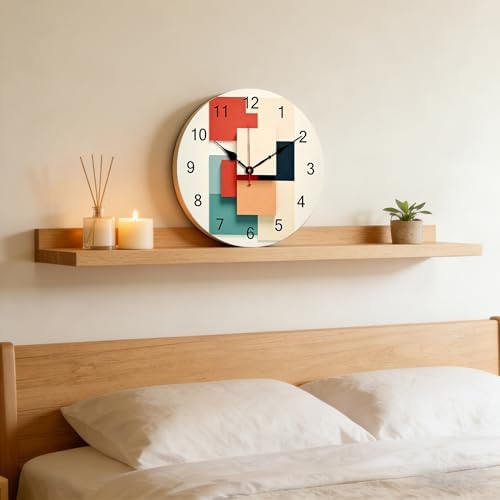 12 Inch Wooden Wall Clocks, Silent Non-Ticking Battery Operated - Image 5