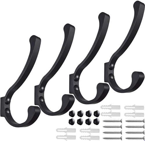 Coat Hooks for Wall, Heavy Duty Large Wall Hooks for Hanging Wall Mounted Metal by Latomex