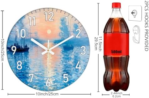 Modern Wall Clock, 10 Inch Glass Analog Clocks - Image 3