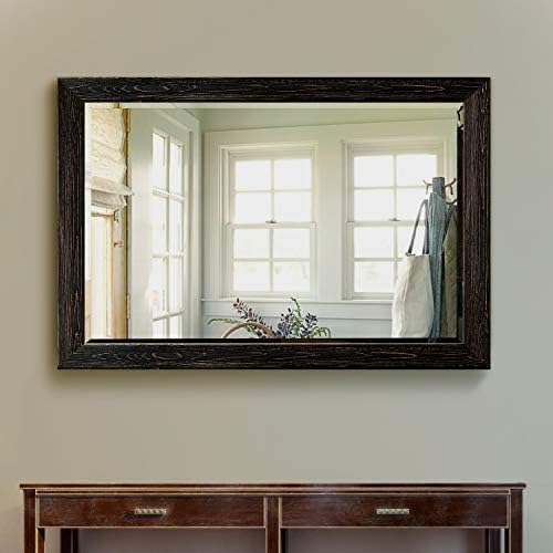 Renditions Gallery Rectangular Vintage Black Wood Framed Body Mirror Verticle - Image 5