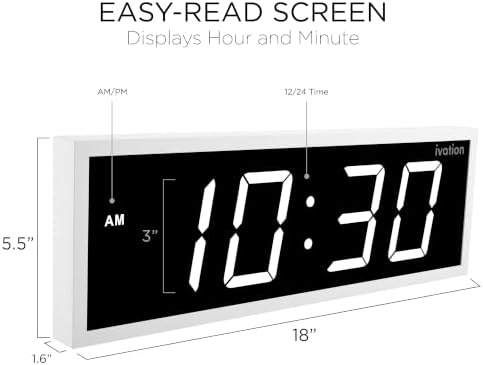 Ivation Large Digital Wall Clock - Image 2
