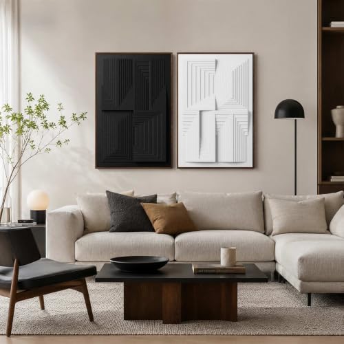 Thalasse Modern Abstract Wall Art Black White 24x36 In - Image 6
