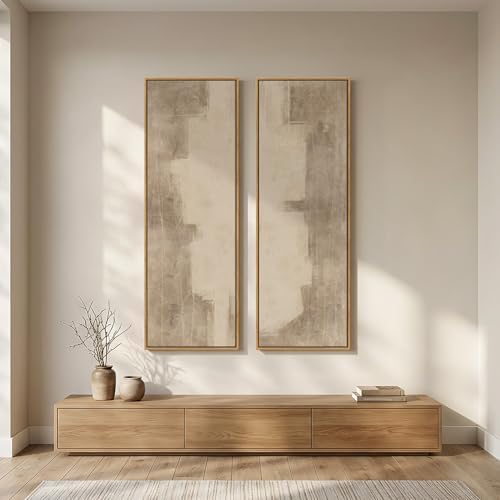 Large Framed Neutral Abstract Vertical Wall Art Decor - Image 5