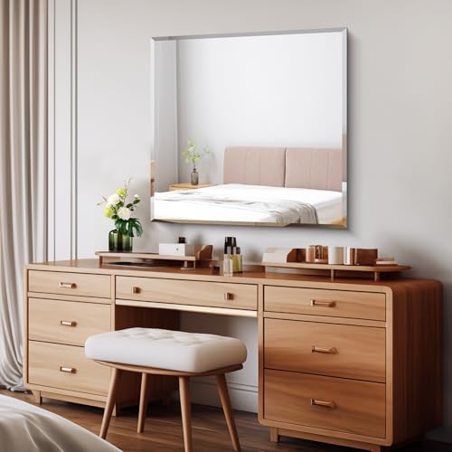 CILIBER Beveled Mirror, 30x30 Frameless Beveled Bathroom Mirrors by CILIBER