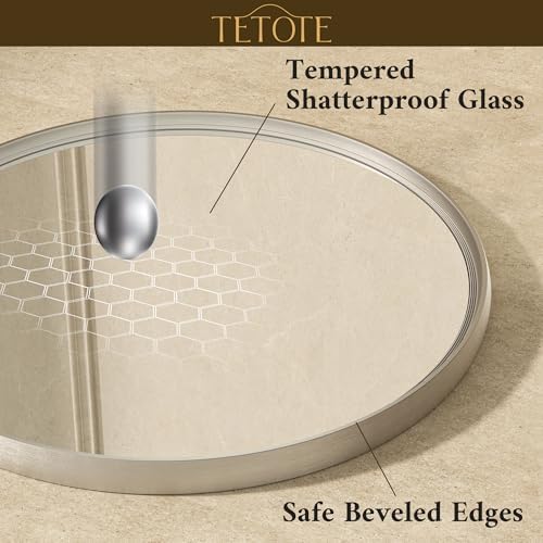 TETOTE Brushed Nickel Mirror 30 inch Round Mirror - Image 4