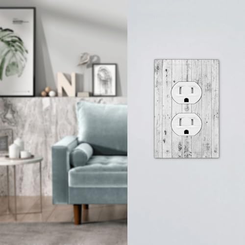 Outlet Covers Rustic White Grey Wood Grain 1 Gang Duplex Light Switch Cover - Image 7