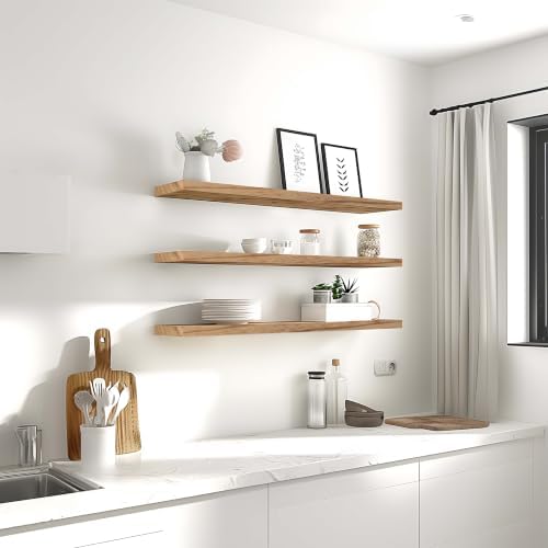 36 Inch Light Wood Floating Shelves - Image 5