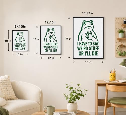 Framed Funny Frog Canvas Wall Art, Whimsical Picture Wall Decor - Image 5
