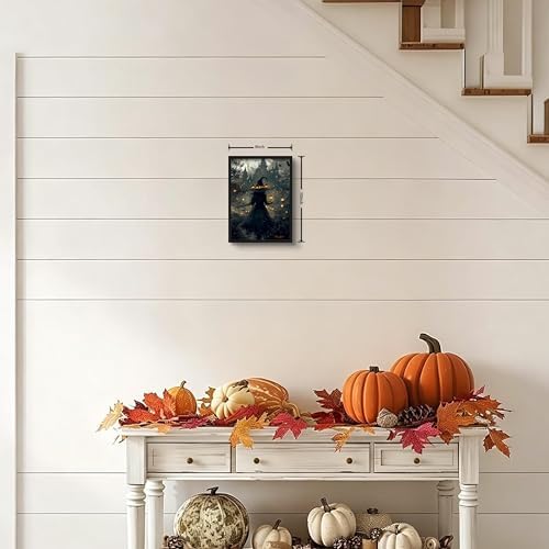 Dark Gothic Halloween Witch Canvas Wall Art, Witch Holding Lantern in Misty - Image 4