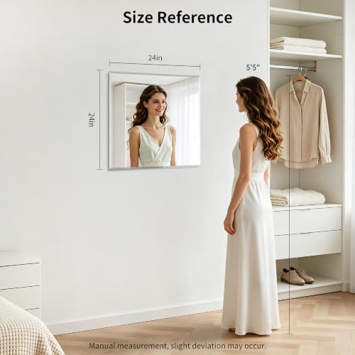 CILIBER Beveled Mirror, 24x24 inch Frameless Bathroom Mirrors - Image 3