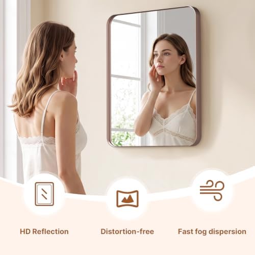 Kosmonia 20x16 Inch Bathroom Vanity Mirror Brushed Rose Gold - Image 5