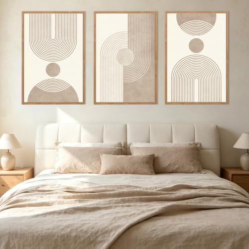 BINCUE Neutral Abstract Wall Art Beige Large Wall Decor Boho Mid Century Modern - Image 4