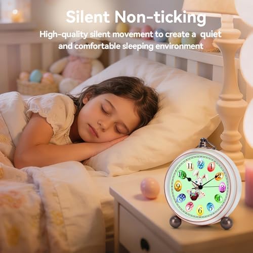 Maxspace 5.2in Cute Easter Egg Metal Table Clock, Quartz Movement Non-Ticking - Image 4